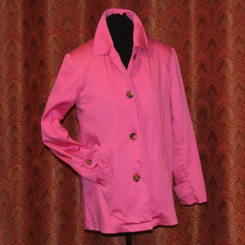 Vintage Talbots Trench Coat Women's Pink Rain Preppy Barbie SZ Small